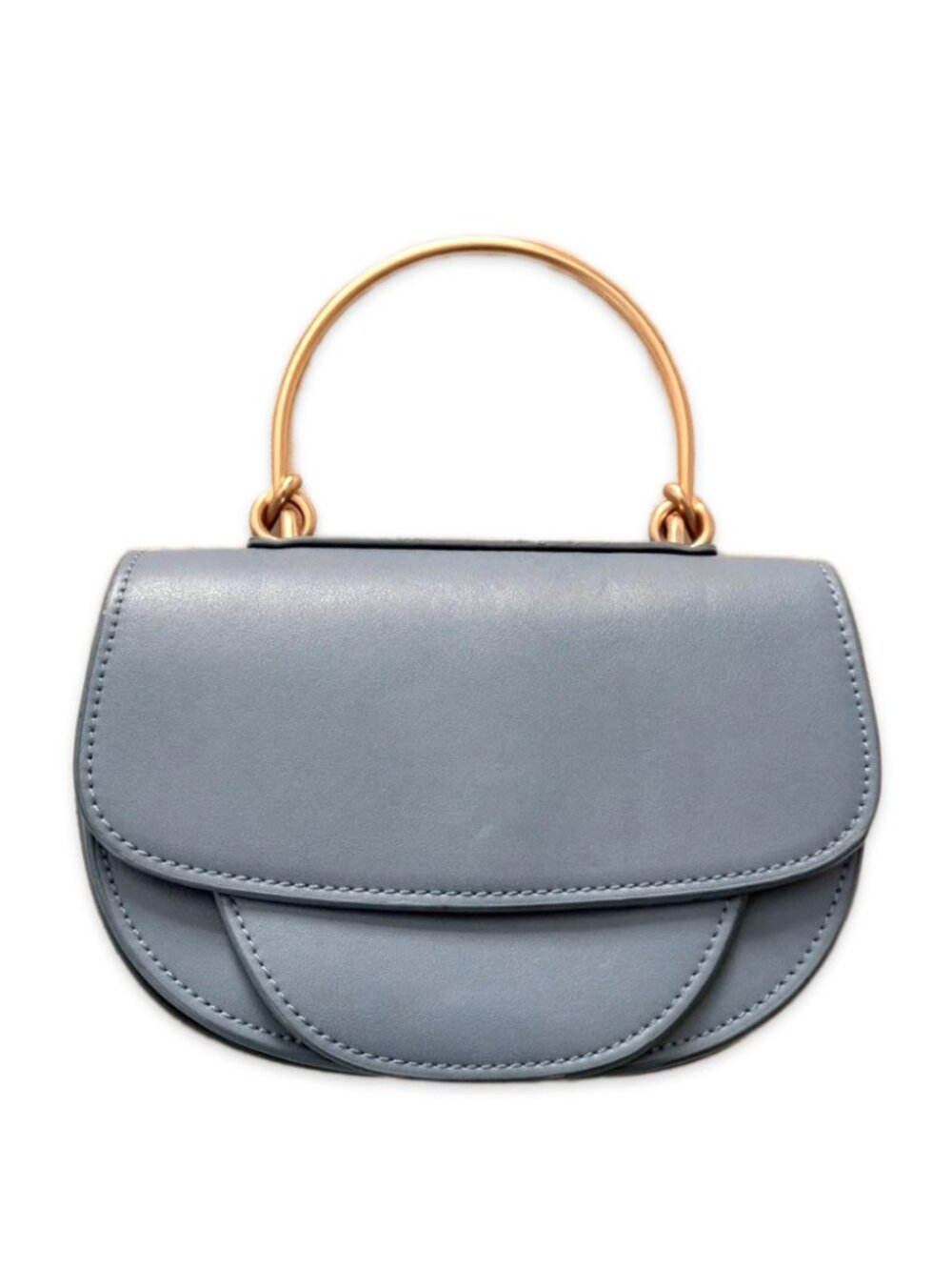 Melie Bianco Mini Top-Handle Crossbody in Light Blue with Gold Handle